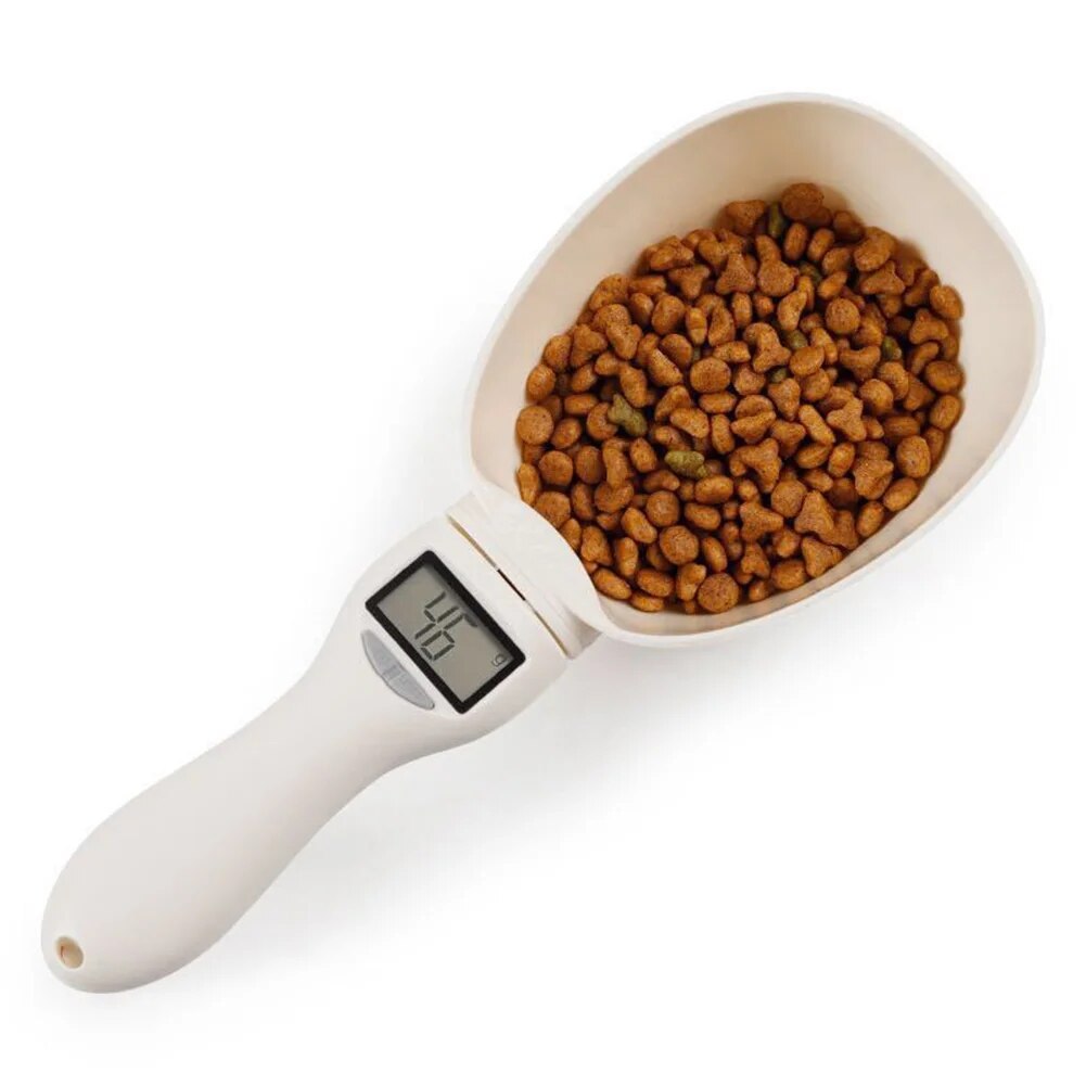 Pet Food Scale LCD Electronic Precision Weighing Tool Dog Cat Feeding Food Measuring Spoon with dog food.