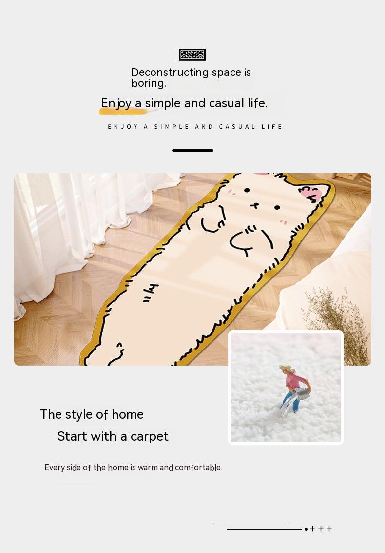 Cute cartoon area rug for kids featuring a playful cat design in a bright room