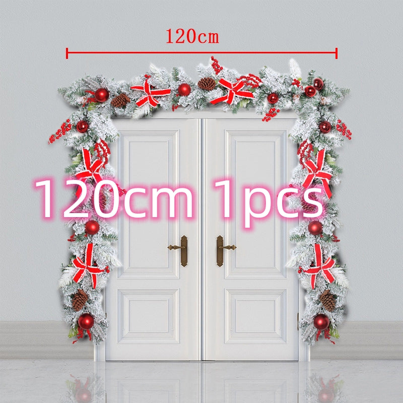 New Flocking Wreath Outdoor Decoration Door Hanging Christmas Wreath Rattan