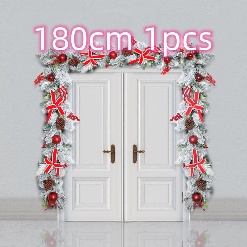 New Flocking Wreath Outdoor Decoration Door Hanging Christmas Wreath Rattan