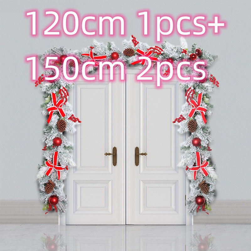 New Flocking Wreath Outdoor Decoration Door Hanging Christmas Wreath Rattan