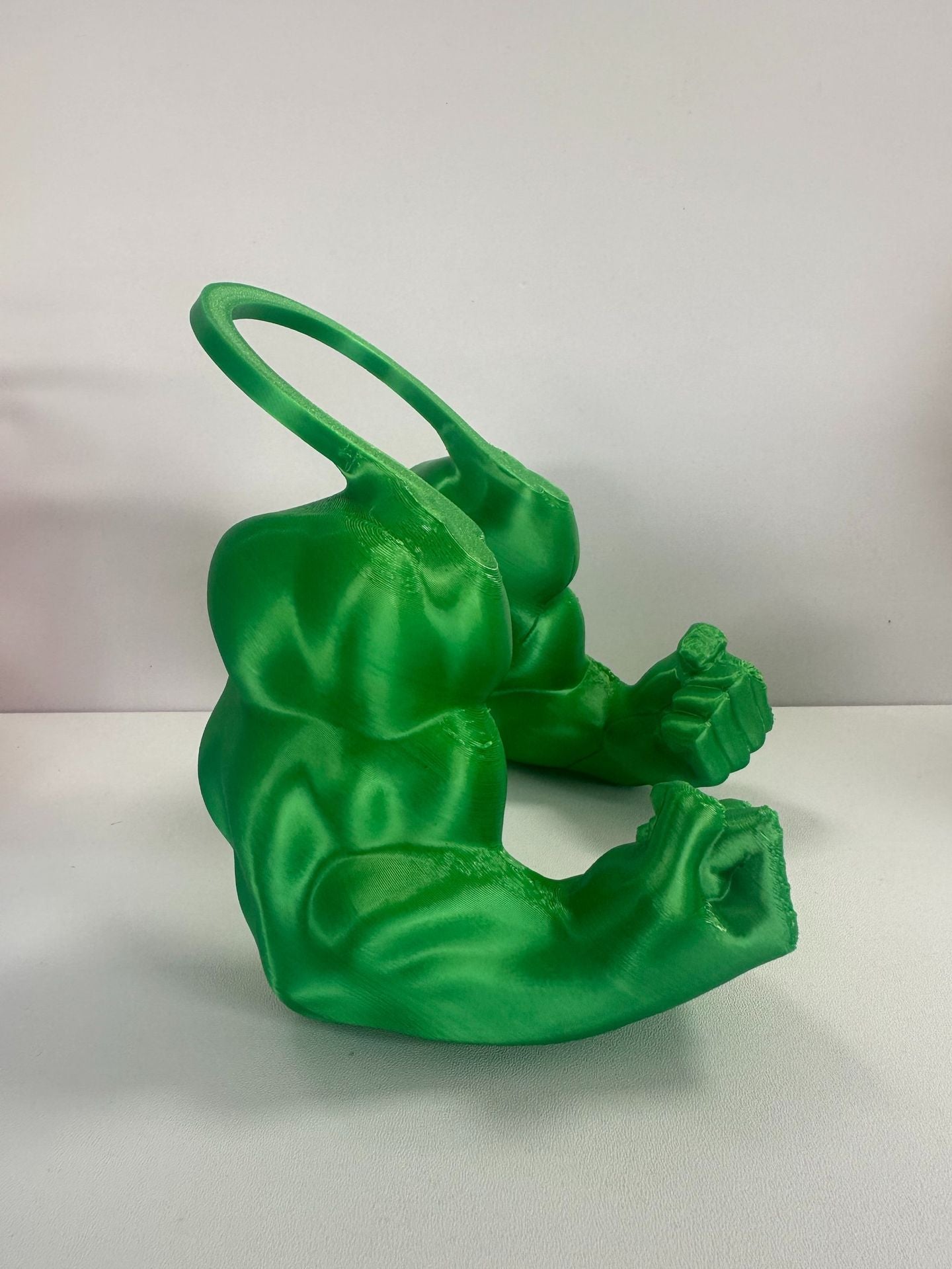 Green muscular arm shaped pet decorative halter toy from Muezza shoppe for pets